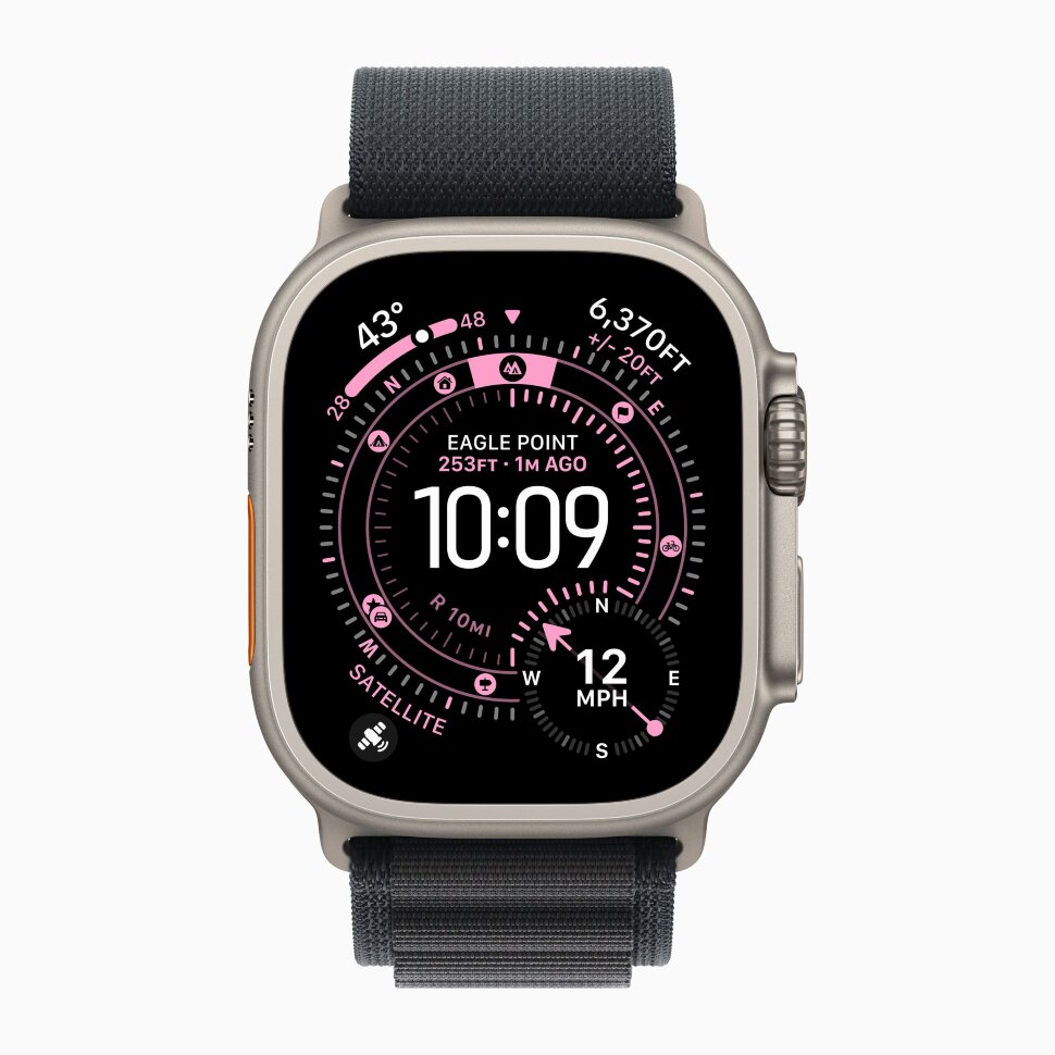 Apple Watch Ultra 3 49mm Natural Titanium Case, Alpine Loop (Black)