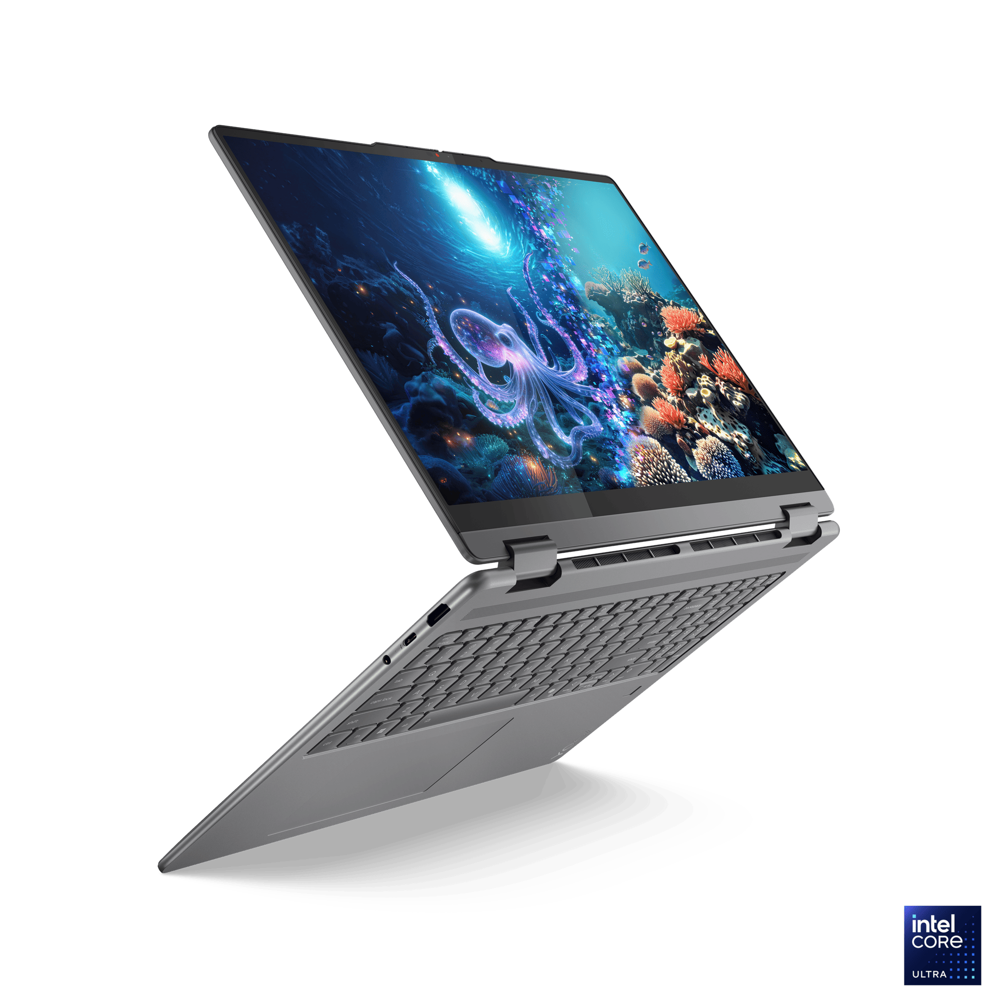 Ноутбук Lenovo Yoga 7i 2-in-1 16IPH11 83TE0002US Aura Edition (Intel Ultra 7 355 4700MHz/24Gb/1024Gb SSD/16"/1920x1200/OLED/Touch/Intel Iris Xe Graphics/Wi-Fi/Bluetooth/Windows 11 Home) Серый