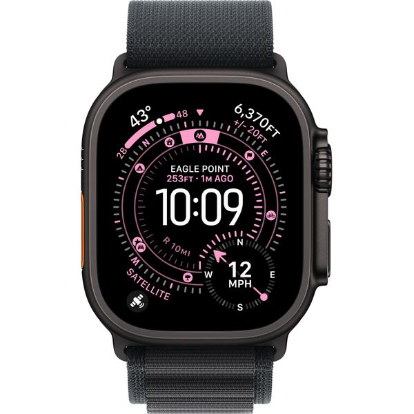 Apple Watch Ultra 3 49mm Black Titanium Case, Alpine Loop (Black)