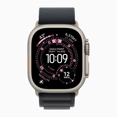 Apple Watch Ultra 3 49mm Natural Titanium Case, Alpine Loop (Black)